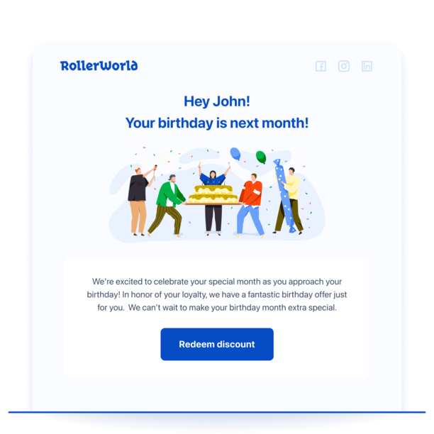 Birthday email campaign