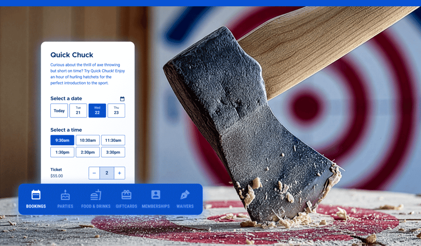 An axe in a target with another target in the background