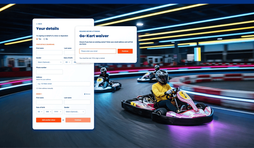 A go karting venue digital waiver