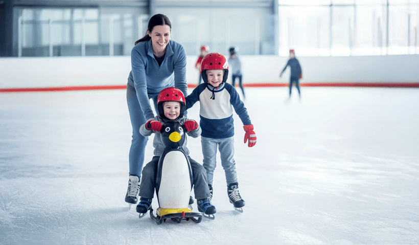 Family ice skating