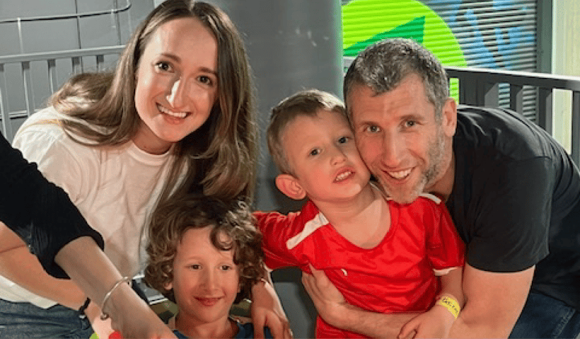 Megan and her family enjoying a birthday party. Megan and her family enjoying a birthday party.