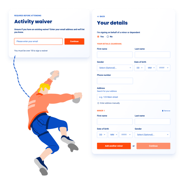 Digital waiver for a climbing gym