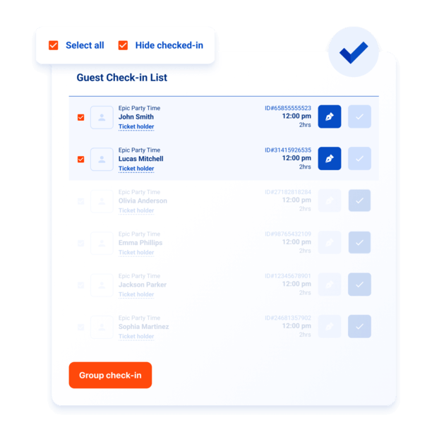 Group check-ins with waivers