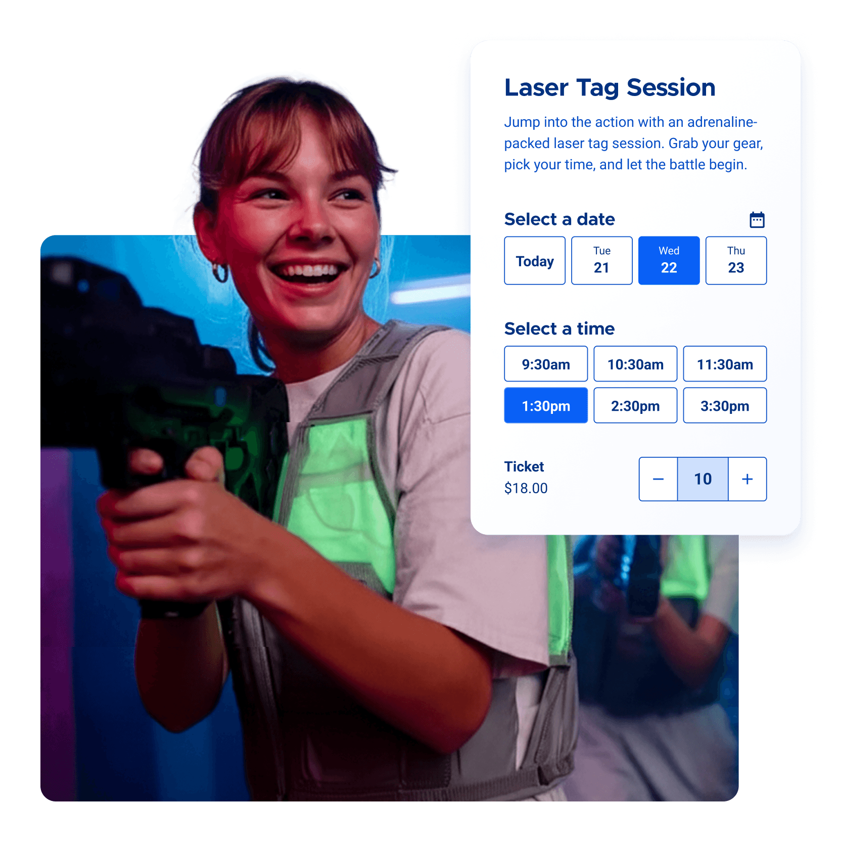 Laser tag session booking