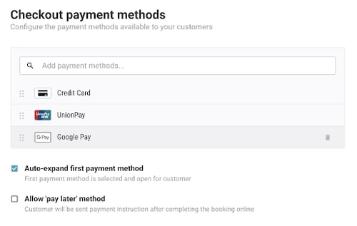 Manage payment methods