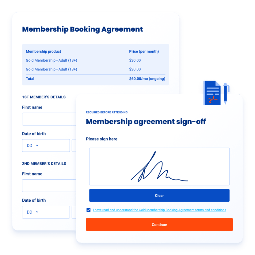 Membership booking agreement UI shot-1