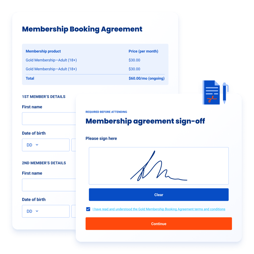 Membership booking agreement UI shot-1