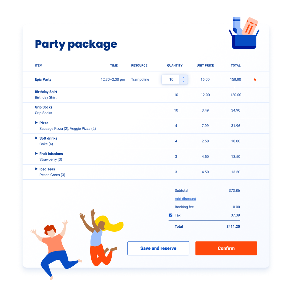 Party package list and checkout