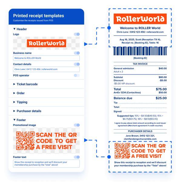 Branded printed receipt templates