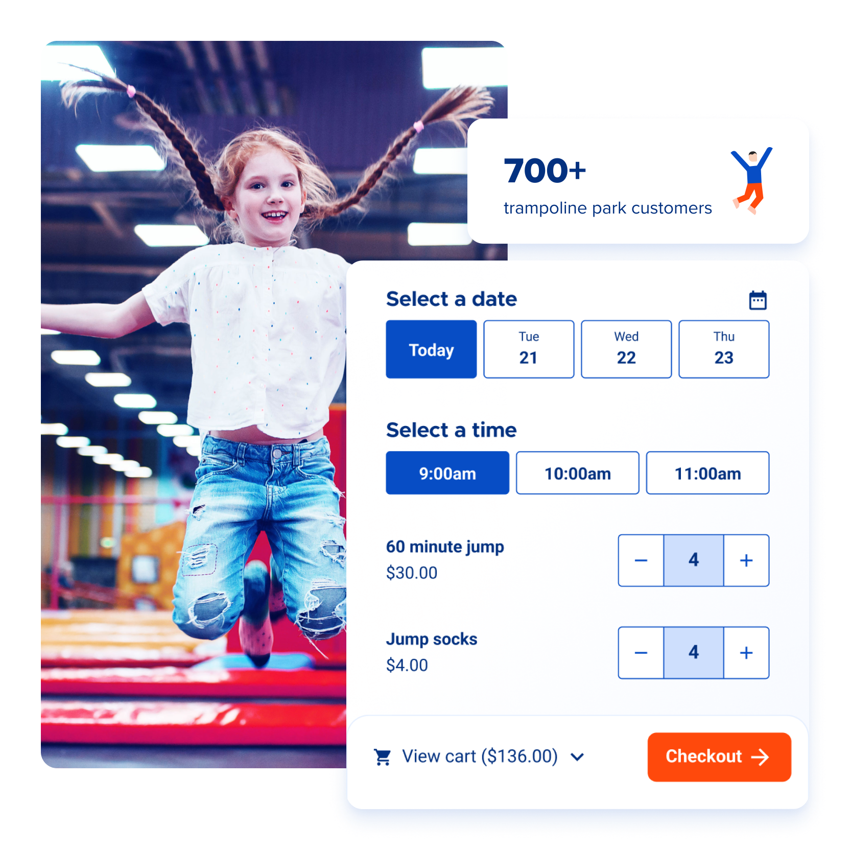 Trampoline image with ticketing UI