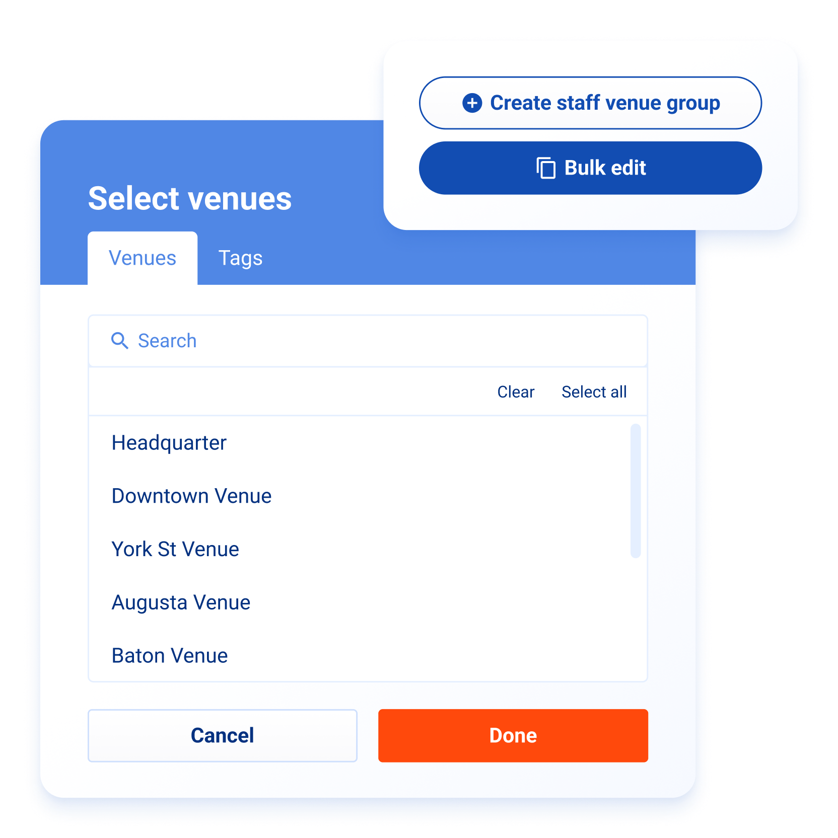 centralized HQ account to manage all venue locations