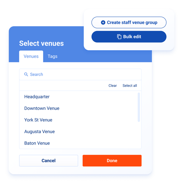 centralized HQ account to manage all venue locations