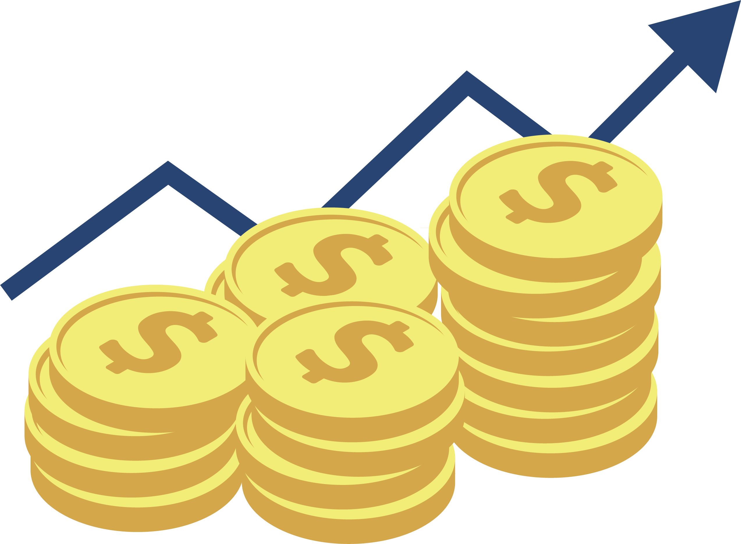 gold coins with arrow