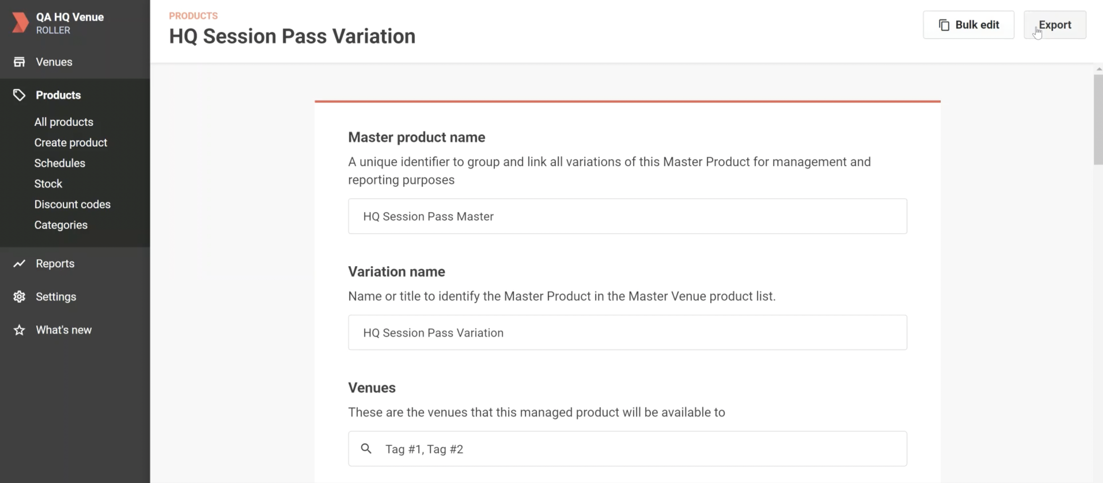 How to manage multiple venues: Set up bulk updates in ROLLER HQ