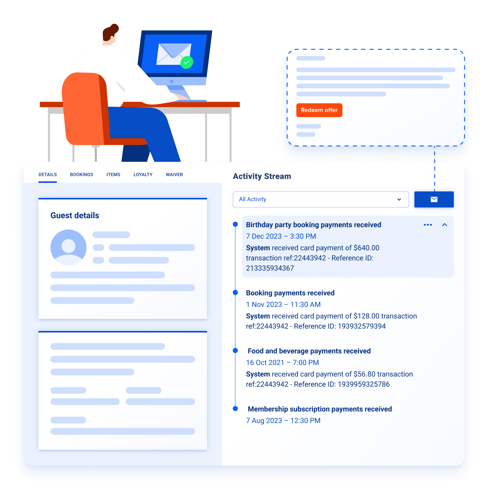 Contact guest directly from within the platform