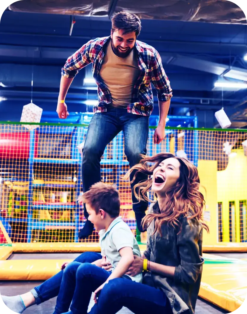 Family in trampoline park-2